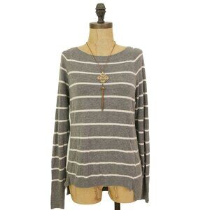 Banana Republic Pullover Sweater Top Size S Silk Blend Heather Gray White EUC B6